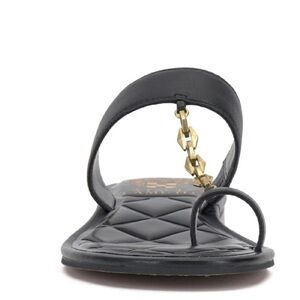 New Vince Camuto Black Quilted Lexie Sandal with Gold Chain Accent